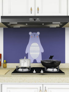 Original Dumb Bear Cartoon Kitchen Oil-resistant Wall Stickers Self-adhesive Waterproof Stove Wall Decals Home Use Paper