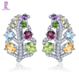 Lohaspie เครื่องประดับต่างหู3.2กะรัตแท้ต่างหูเงิน925ต่างหูคลิปซิทรีนธรรมชาติต่างหูอัญมณีหลากสีสำหรับผู้หญิง เครื่องประดับ 925 เครื่องประดับลิงที่มีคุณภาพและความงาม 925