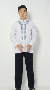 BAJU KOKO HAIBAH TERBARU MODEL Bordir LENGAN PANJANG Putih