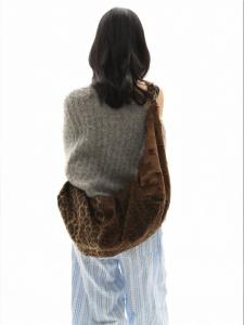 JANDRESS | Original Leopard Print Patchwork Bow Knot Dumpling Bag Large Capacity Tote Lazy Feel Crossbody
