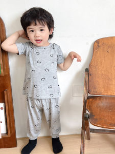 Childrens Modal Sleepwear Thin Short Sleeve Home Clothes Summer Baby Air Conditioning Suit Breathable Comfortable Kids Pyjamas