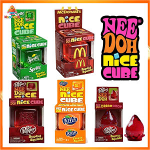 【NeeDoh Nice Cube】 Schylling Dr Pepper NeeDoh Nice Cube Sensory Fidget Toy Pepsi Neehdoh Ice Cube Squishy Toy Sensory Squeeze Toy with Super Solid Squish Stress Relief Anxiety Sensory Tool Sprite nee doh nice cube Fanta