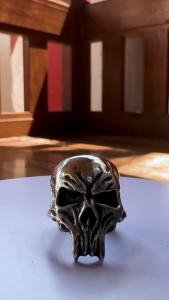 Pewterland Ringskull Tourges (Punisher) Cincin Tengkorak Bahan Logam Timah Pria dan Wanita