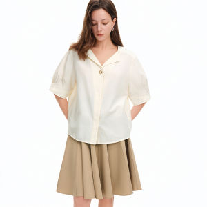 DUSHU | French Design V-Neck Short Sleeve Shirt