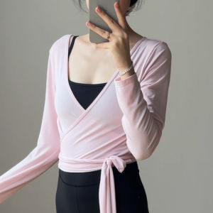 sui xin yu qie | Figure Hugging Breathable Fitness Top with Lace-up Long Sleeve