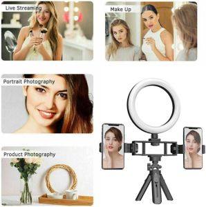 K316 16cm Selfie Ring Light Multi Position Fill Light Live Broadcasting Bracket Rotate 360 Degree