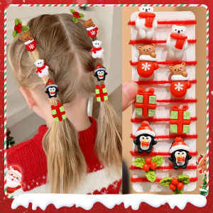 Multicolor Christmas Themed Plush Hair Ties for Girls - Santa Snowman Reindeer Design Hair Accessories Ideal Gift for Women