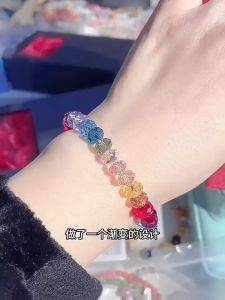Good 999 Fashion temperament Colorful Pearl Crystal Bracelet good luck girl simple Bracelet B3052