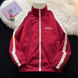 Double-Sided Wear Loose Lapel Shell Jacket Jacket 2024 New Arrival Spring & Fall Red Outwear Student Men and Women Same Fashion
