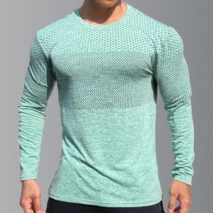Mens Long Sleeve Sporty T-Shirt Casual Basketball Training Quick Dry Elastic Fitness Brother Base Layer Top round Neck