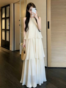 BIFEIMENG | Halter Neck Summer Vacation Style Elegant Long Dress