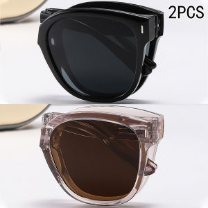 2PCS Folding Sunglasses For Women 2025 New High-end Ultra-light Sunshade Fresh And Fashionable Sunglasses 9675