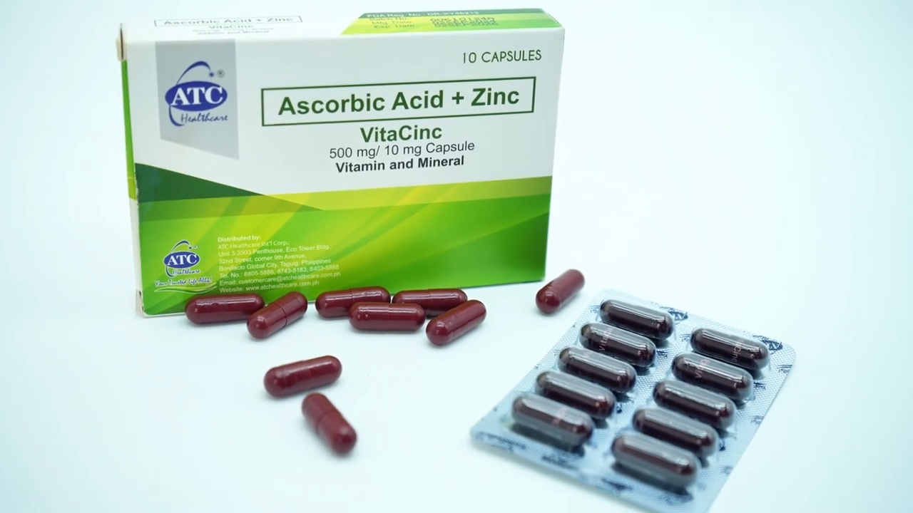 【FDA Approved】ATC VitaCinc 10s Vitamin C with Zinc Original Supplement Edible For Adult Official Shipment Healthcare Immunity enhancement Skin whitening fertility Collagen Antioxidation protective heart health