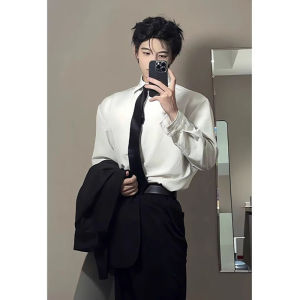 Cleanfit White Long Sleeves Shirt Mens Summer K-style Yuppie Suit Inner Wear Blouse Fancy Shirt Coat