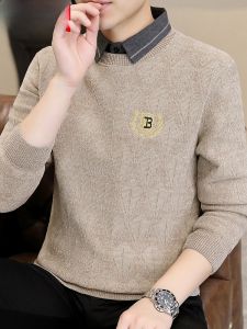HENGYUANXIANG | Áo len dệt kim dày lót lông cừu ấm áp cổ bẻ thường ngày mùa đông cho nam Áo sơ mi phong cách công sở rộng rãi