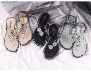 LIEW FASHION Selesa Wanita sandal Flat dalaman & luaran selipar kasual tidak tergelincir biasa (Comfortable Women Flat Sandals indoor & outdoor Casual Slippers Non-slip Regular Fit)