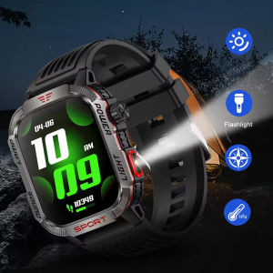 New Smart Watch Men LED Flashlight Blood Pressure Monitoring Multiple Sport Modes Fitness Tracker Outdoor Military HD Smartwatch