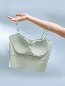 Miiow | Wireless Strap Vest Top Womens Inner Wear Seamless Nylon Bralette With Chest Pad Simple Style Summer Online Exclusive