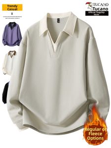 TUCANO | V-Neck Fake Two-Piece Mens Hoodie Large Casual
