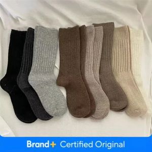 Autumn Winter Thicken Warm Wool Cashmere Thermal Long Crew Stockings Women Home Sleeping Solid Color Women Hot Tubing Socks Amag