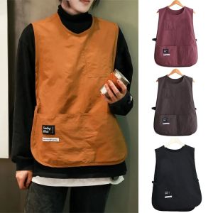 PICKIT Waterproof Stain-Resistant Apron Nylon Vest Style Breathable Sleeved Apron Japanese Clothing Accessories Coffee House Uniform By Cooks Chef and Servers