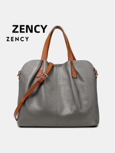 Túi Đeo Vai Bằng Da Thật Của Zency Dành Cho Nữ Túi Đeo Chéo Có Chi Tiết Xếp Nếp Màu Sắc Tương Phản Lớp Trên Cùng Bằng Da Bò Túi Xách Đa Năng