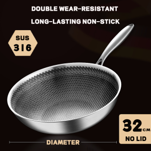 【High Quality | Fast Delivery】32/34/36cm Non stick pan Stainless steel stir -frying pot Gas stove/Induction Cooker dual-use pot