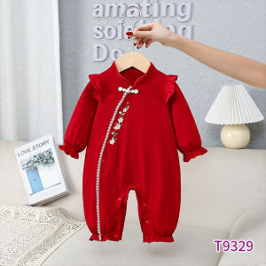 ชุดเดรสเด็กผู้หญิงสไตล์จีน ชุดเจ้าหญิงสีแดง ชุดเจ้าหญิงวันเกิดเดือนหนึ่ง ชุดเด็กผู้หญิง ชุดเด็ก ชุดฤดูร้อน เสื้อผ้าเด็ก