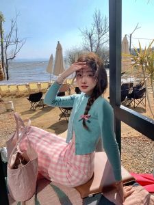 เสื้อคาร์ดิแกนถักสีน้ำเงินเข้มสำหรับผู้หญิง ทรงเข้ารูป แขนยาว ปกติ คอกลม เสื้อคลุมกันหนาว ฤดูใบไม้ร่วง/ฤดูหนาว เสื้อคลุมกันหนาว แขนยาว