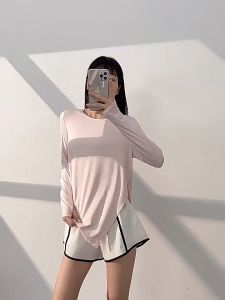 FitYoga Yoga Top Long Sleeve Breathable Yoga Wear Loose Split Yoga Blouse