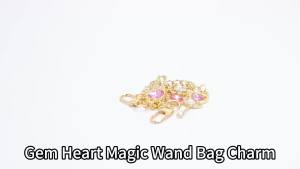 Girl Bag Charm Pink Gem Heart Magic Wand Bag Pendant for Women Exquisite Cute Cartoon Keychain Handbag Valentines Day Gift