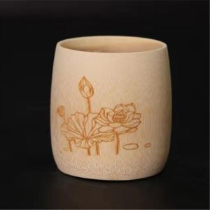 Small Tea Cup Bamboo Craftsmanship White Wine Bamboo Cup Water Bottle Traditional Chinese Handmade Artifacts Jingdezhen Origin