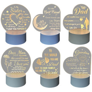 【New Arrival】 Custom Acrylic Night Light for Sister Mum from Daughter Son Bright LED Night Lamp for Bedroom and Gift Giving