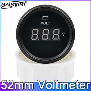 RYSJM | 52mm Voltmeter Universal Electrical Car Truck 8-16V 18-32V 9-32V with Red Backlight 12V 24V for Car Boat