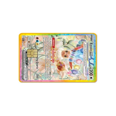 Bandai | Anime Pokemon PTCG Eevee Bank Card Sticker Credit Card Waterproof Sticker Bus Pass Diy Decal Small Chip Film Tape Sticker