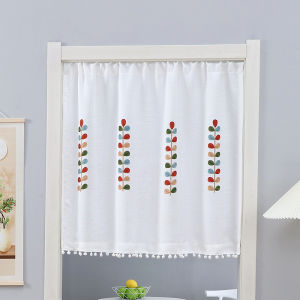 New Arrival Half Door Curtain Punch-Free For Home White Mesh Curtains Light Transmission Nontransparent Summer Short Curtain Bedroom Partition Curtain Ugly