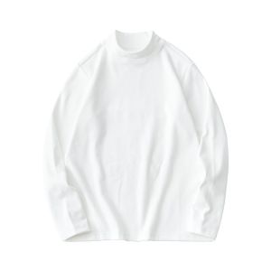 Fall and Winter Heavy Weight Solid Color Printing Long Sleeve Crew Neck Sweater Men Fashion Brands Plus Size Loose Inner Wear Casual Bottoming Top