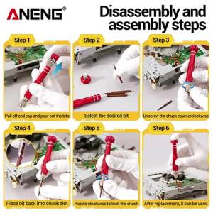 ANENG | Bộ Tua Vít Từ Tính Chính Xác 5 Trong 1 ANENG Đầu Vít Bằng Thép Hợp Kim S2 Tay Cầm Bằng Hợp Kim Nhôm Dùng Để Tháo Lắp & Sửa Chữa