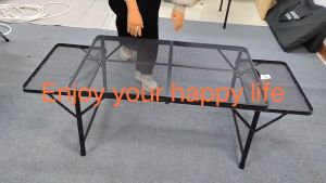 Camping Table Mesh Double Mesh Outdoor BBQ Aluminum Strong Steel Family with 2 Wing Panels Folding