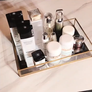 Nordic Vintage Tray Mirror Gold Mirror Tray Perfume Tray Mirror Vanity Tray Dresser Tray Ornate Jewelry Tray