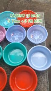 Combo 10 Món ( 5 Thau 5 Rổ ) Thau Rổ Nhựa MINI 20 CM Rổ Đựng Rau Nhựa Duy Tân 2