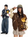 JNXS | Vintage Embroidered Loose Fit Fall Baseball Jacket. 