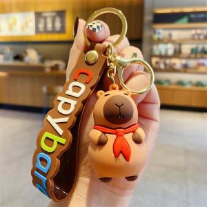Capybara Keychain Cute Capybara Doll School bag Pendant For Car Keychain Anime Cartoon Keyring Charm Holiday Gifts Jewelry