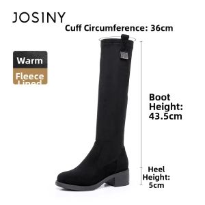 Josiny | Coarse Heel Below Knee High Boots