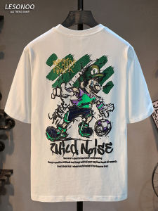 LIANSENNIAO | Mario Cartoon Print T-Shirt Thin Round Neck 5/8 Sleeve