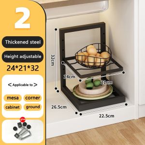 2~8 Layers  Kitchen pan organizer Multilayer adjustable kitchenware storage rack countertop stainless steel Rack pan pot rack