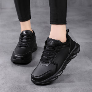 2026 New Womens Sports Shoes Leather Surface Waterproof Lightweight Casual Running Shoes Black Soft Bottom Work Shoes