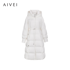 AIVEI | Long Over-the-Knee Goose Down Hooded Puffer Jacket