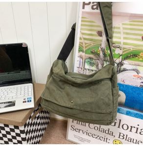 Retro Canvas Slant Bag Mens Trendy Large Capacity Single Shoulder Bag Sport Casual Student Mailman Bag Women Leisure Crossbody Bag