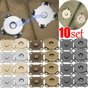 5/10Sets Sewing Metal Magnetic Snaps Clasps for Purse Handbags DIY Making Buttons Locks Plum Blossom Pins Clothes Craft Buttons 14/18mm